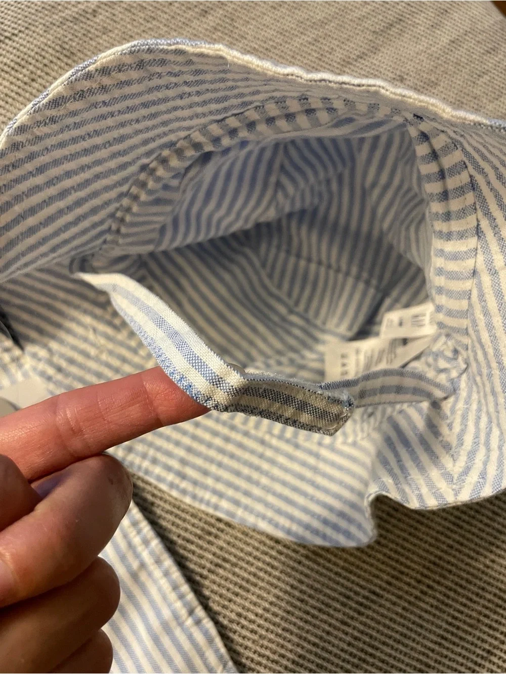 GAP Blue and White Striped Baby Romper with Hat